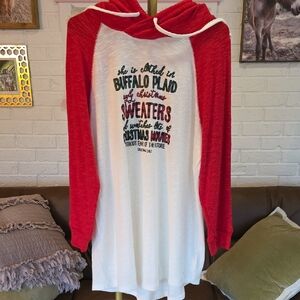 Cato Red and White Graphic Blouse